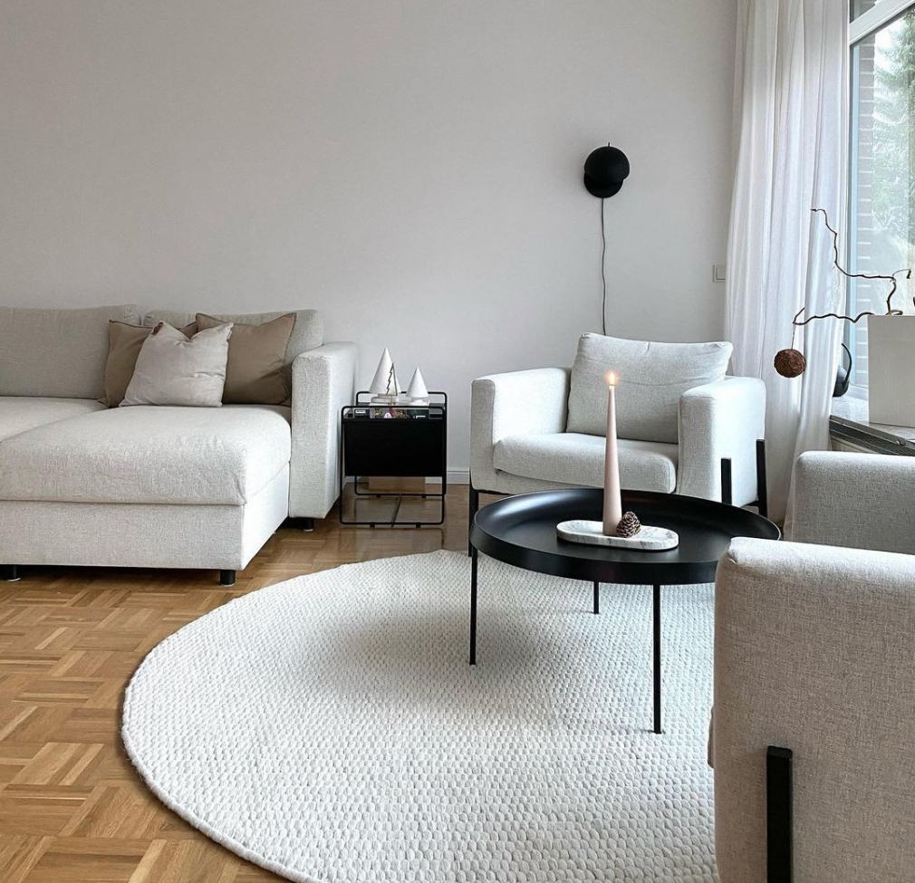 Pyöreä matto 'Cartmel' 200cm - Offwhite