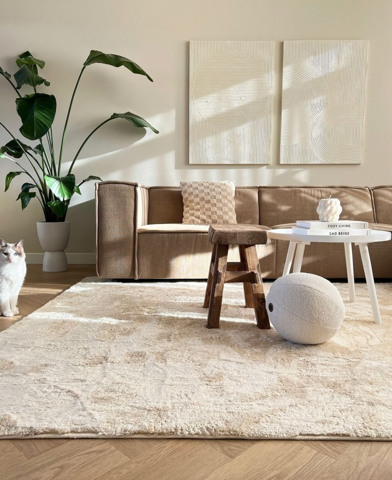 Kudottu matto 'Aranga Super Soft' 200x290cm - Beige