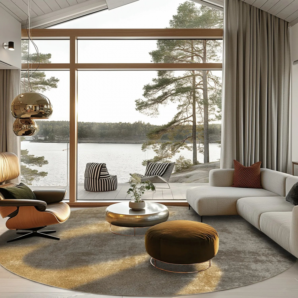 Pyöreä matto 'Lynton' 240cm - Ruskea
