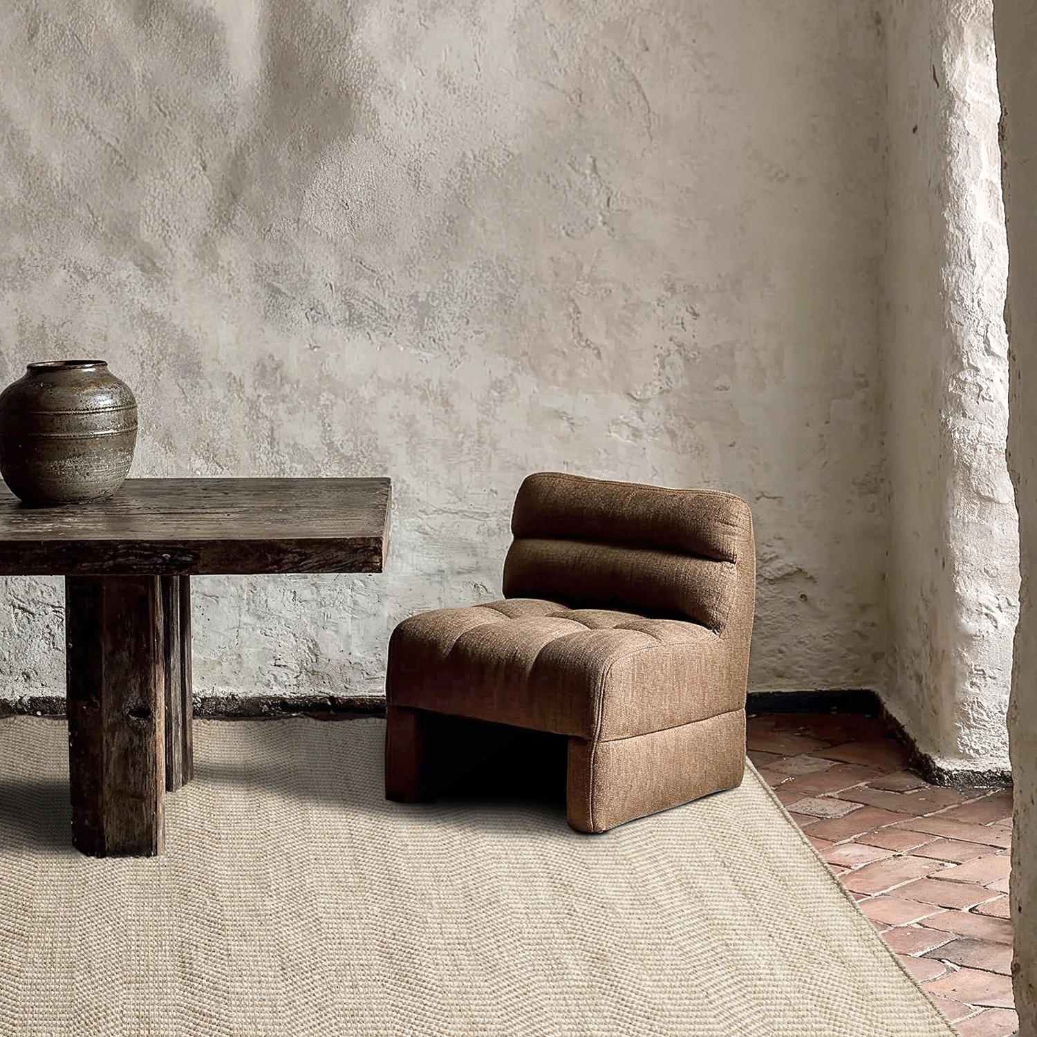 Villamatto 'Larkana' - beige/valkoinen