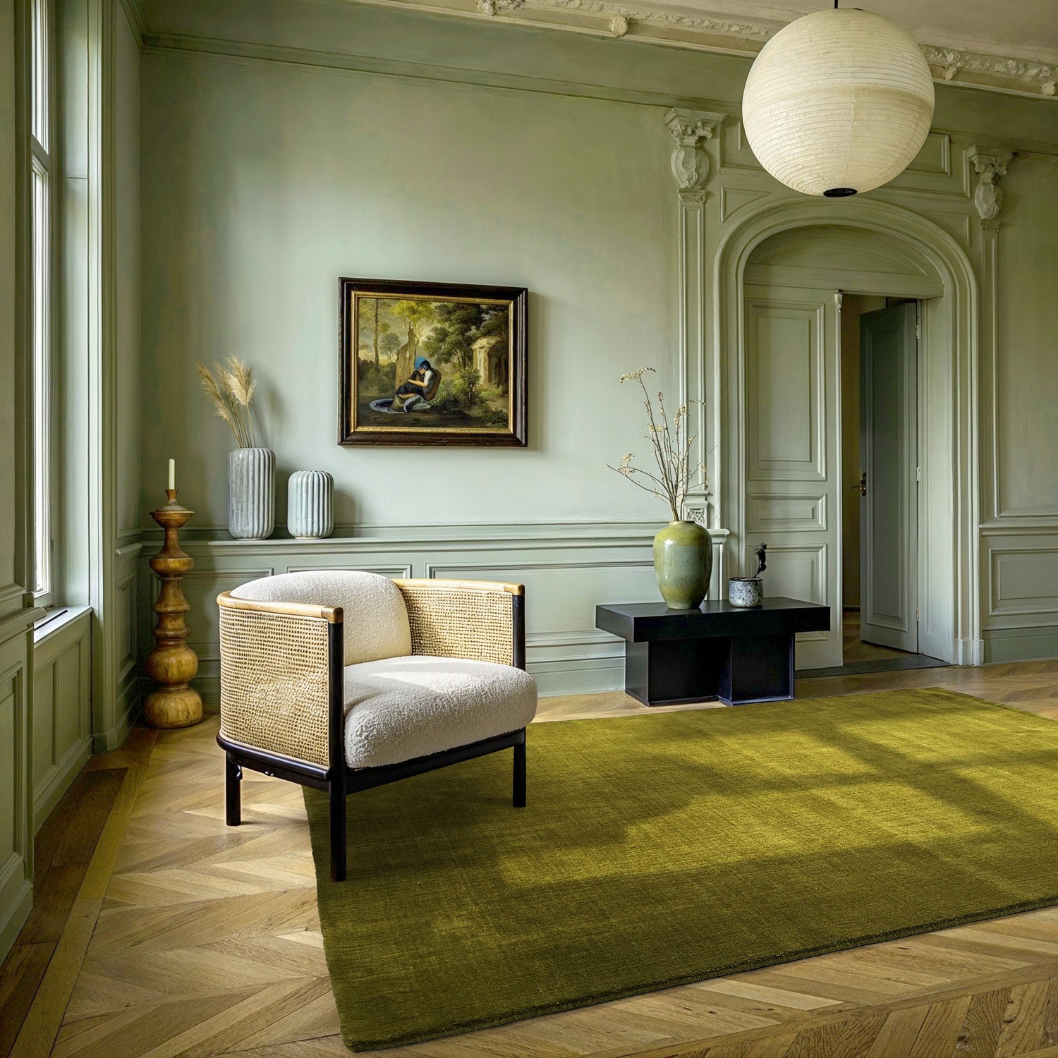 Villamatto 'Rozen Handloom Wool Premium' - vihreä