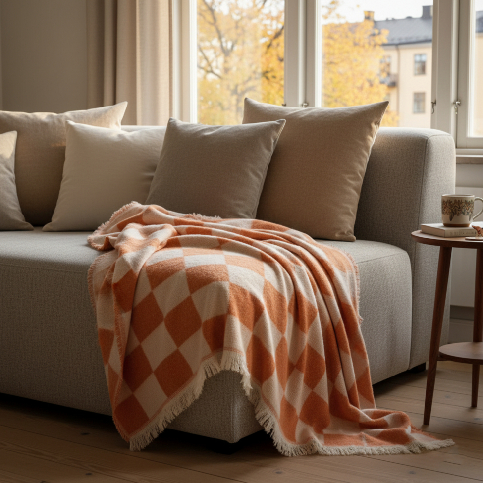 Ruutu 'Audrey Check' 130x170cm - Vaaleanpunainen/valkoinen