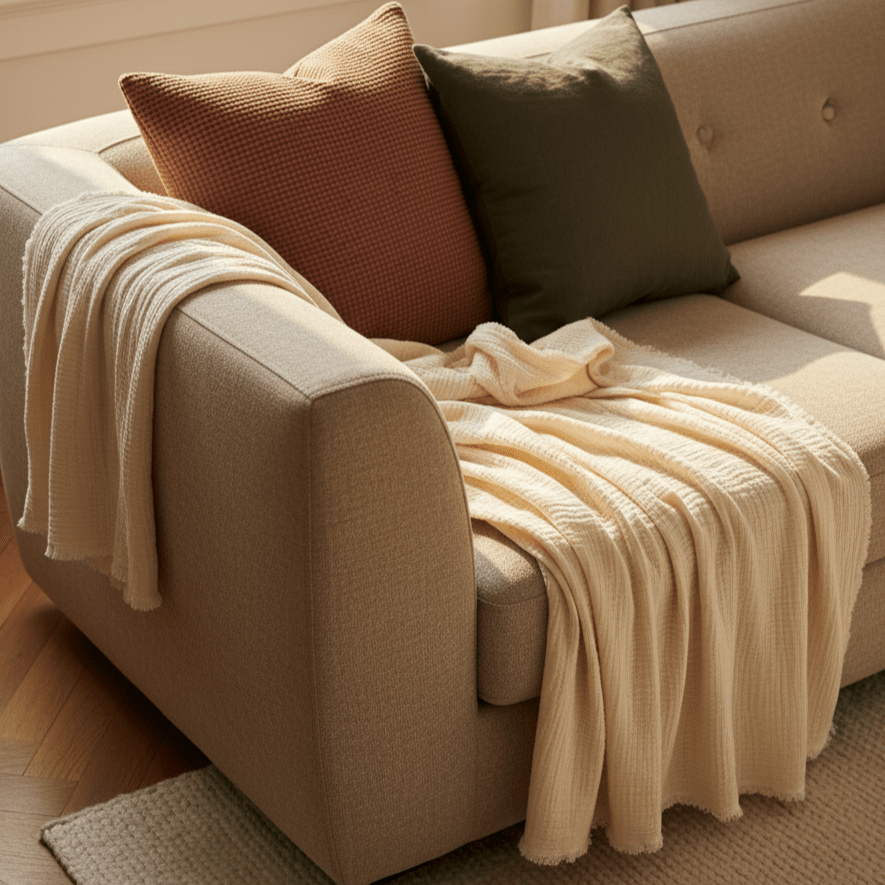 Musliinipeitto 'Dorena' 130x170cm - Valkoinen