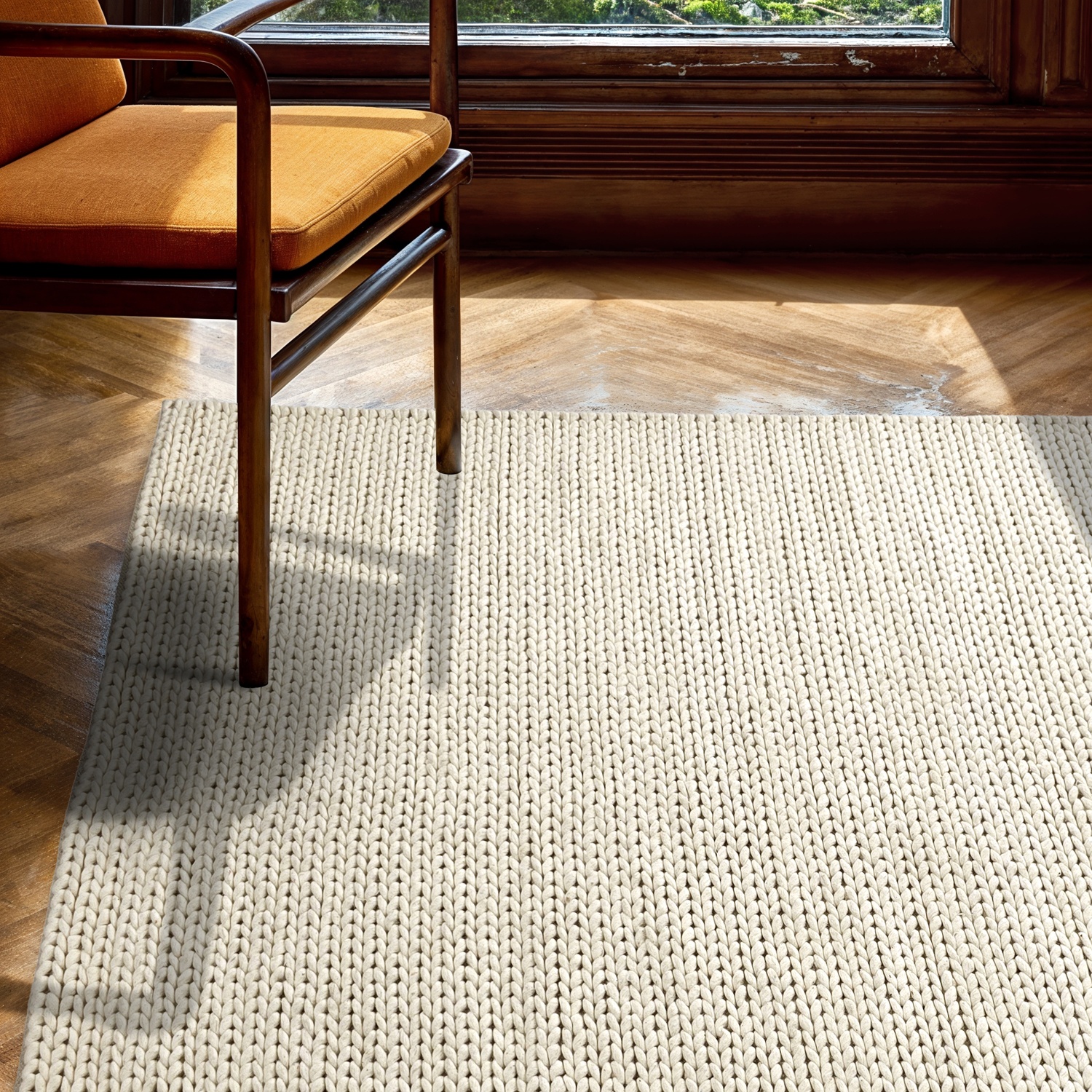 Villamatto 'Talvia Braided Wool' - Valkoinen