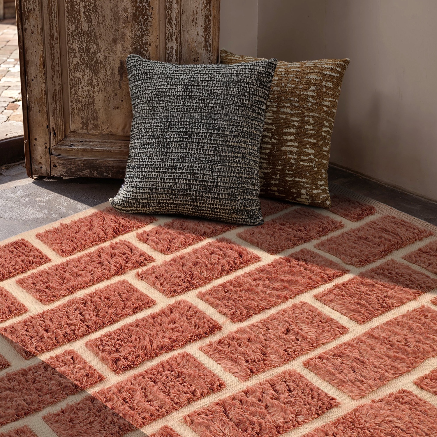 Matto 'Leknes Handwoven Wool' - Terrakotta