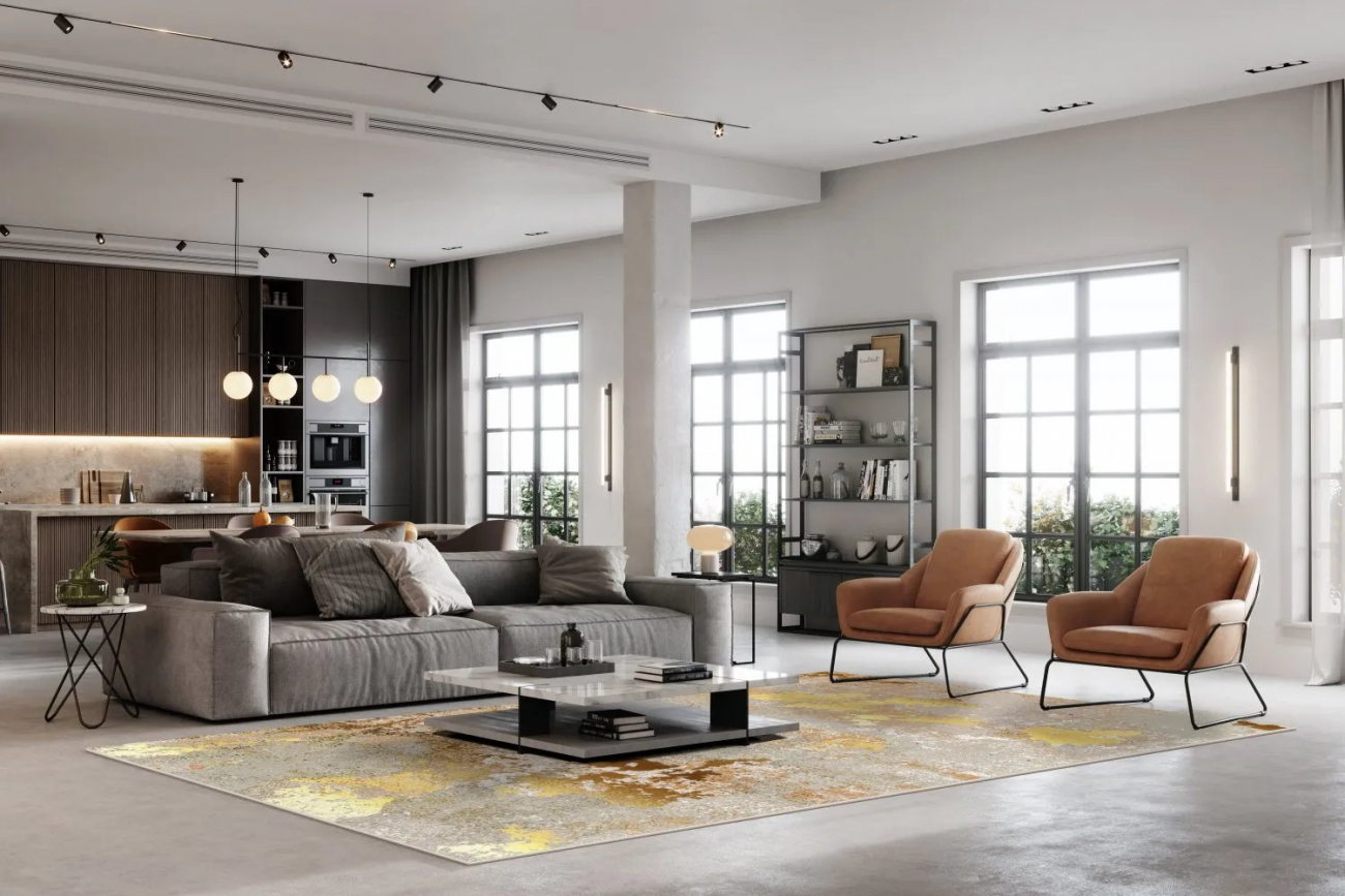 Wiltonmatto 'Elena' 160x160cm - Beige/Kulta