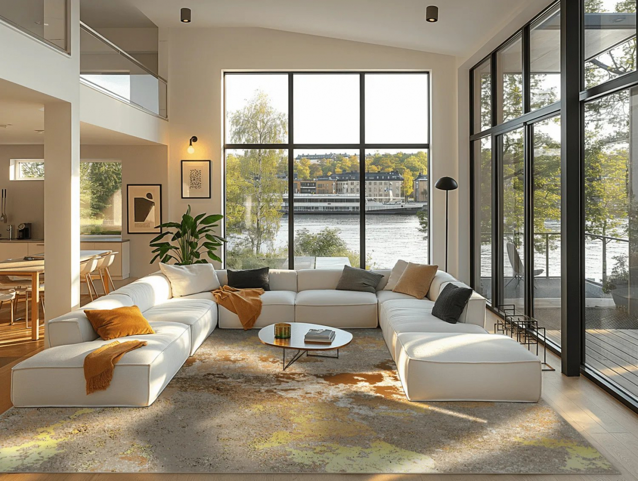 Wiltonmatto 'Elena' 160x160cm - Beige/Kulta