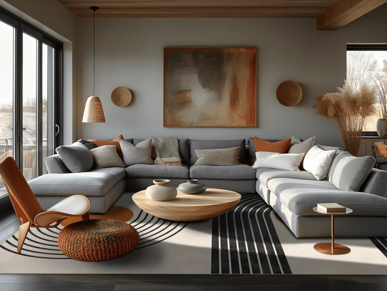 Wiltonmatto 'Moudania' 80x250cm - Beige/Musta/Oranssi