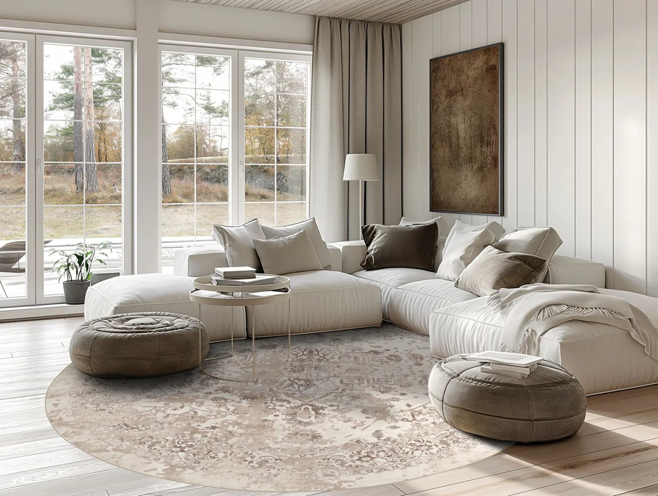 Pyöreä matto 'Mateur' 240cm - Beige