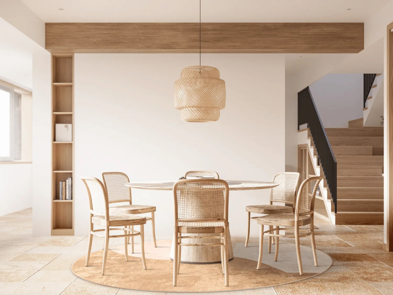Pyöreä matto 'Lazio' 290cm - Beige/Ruusu