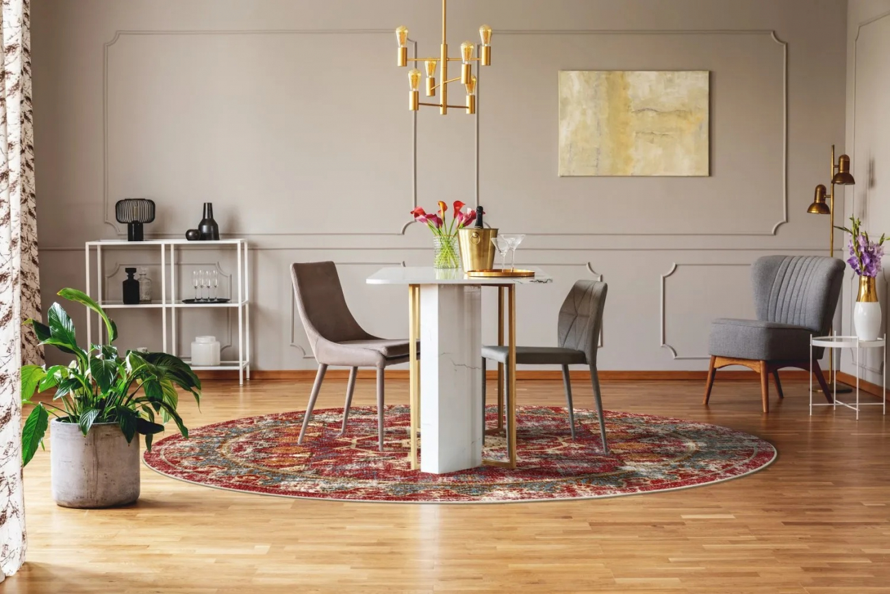 Pyöreä matto 'Idri' 240cm - Punainen/Monivärinen