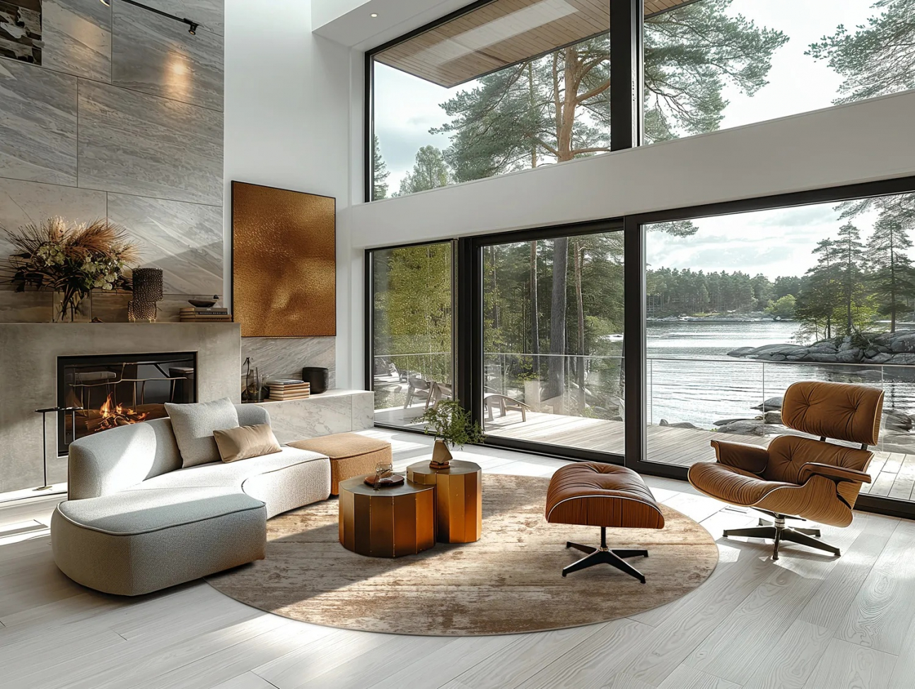 Pyöreä matto 'Kebira' 200cm - Beige