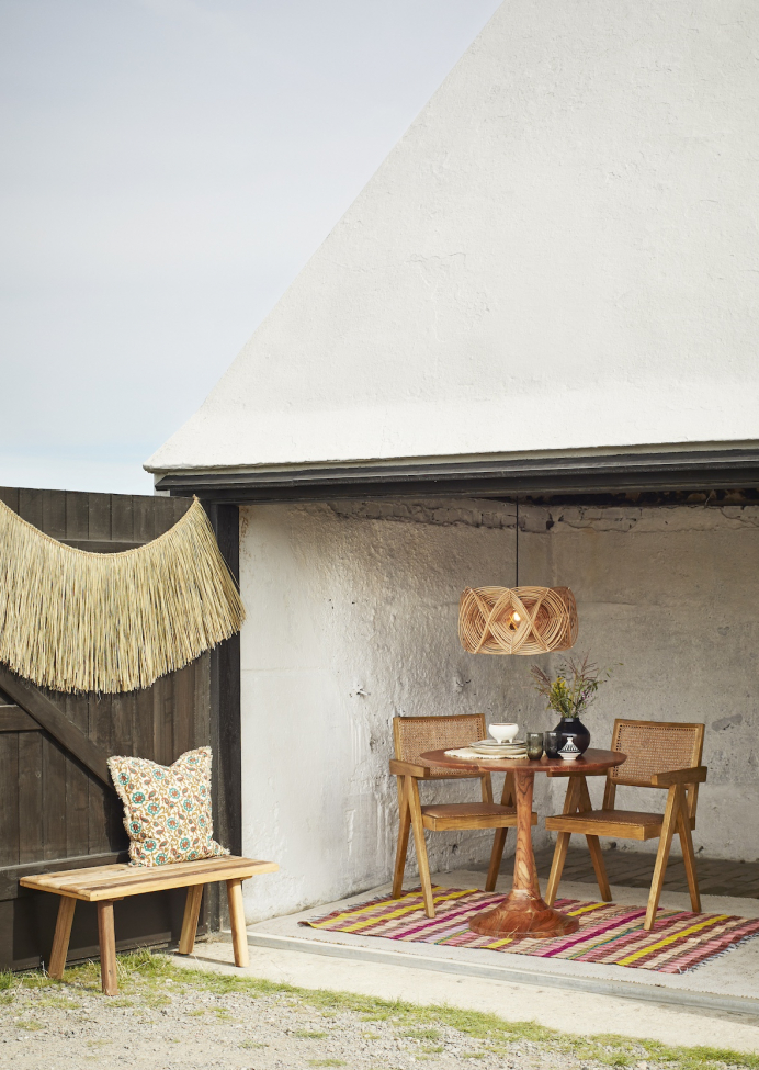 Tuoli 'Wooden rattan' - Luonnonvärinen