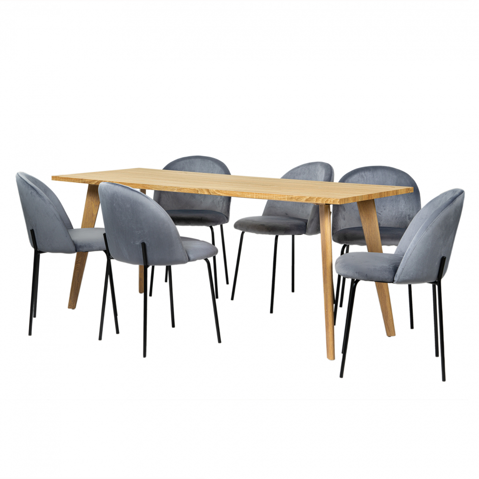 Ruokaryhmä 'Nordic Elegant' - 1 Pöytä & 6 Tuolia