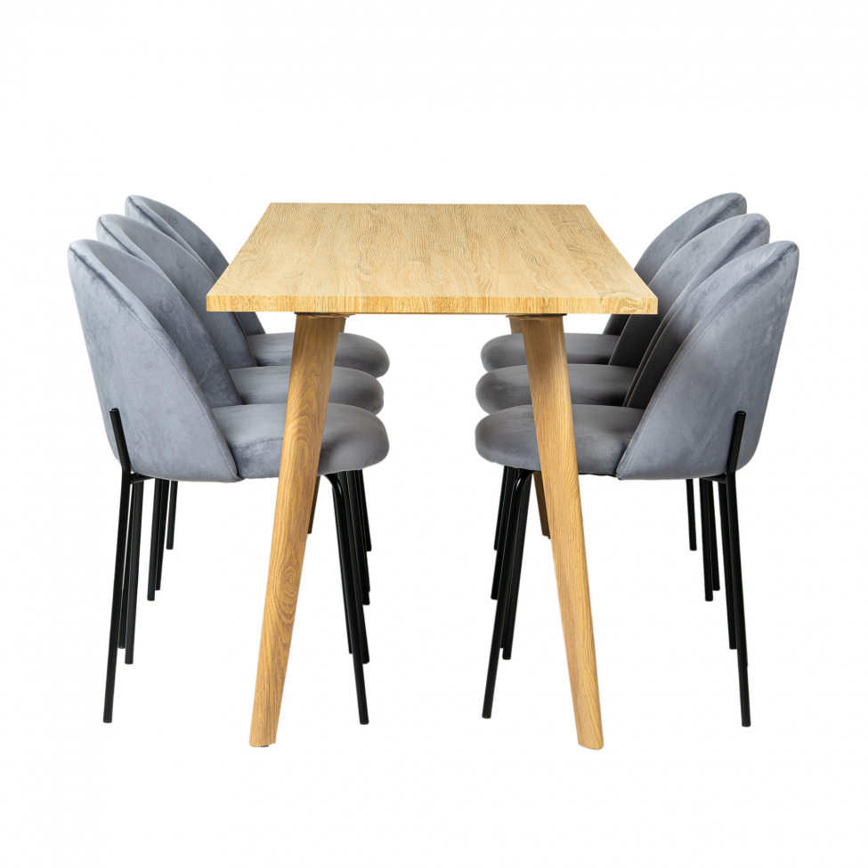 Ruokaryhmä 'Nordic Elegant' - 1 Pöytä & 6 Tuolia