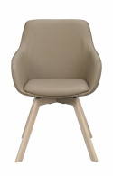 Käsinojatuoli \'Alison\' Nahka - Beige/valkoinen