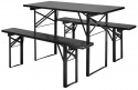 Pöytä ja penkit \'Garden\' 160x60cm - Musta