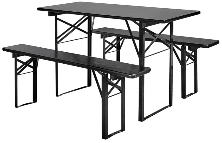 Pöytä ja penkit \'Garden\' 160x60cm - Musta ryhmässä Huonekalut / Ulkokalusteet / Ulkoryhmät @ Reforma (27215)