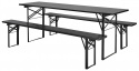 Pöytä ja penkit \'Garden\' 220x60cm - Musta
