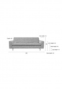 Lounge-sohva \'Jean\' 2-istuttava - Harmaa