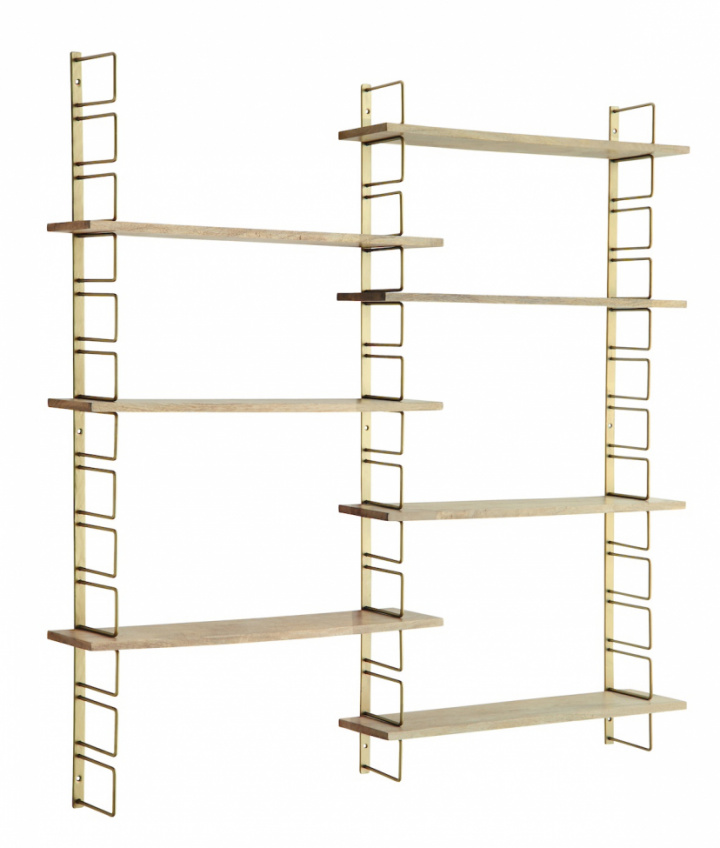 Seinähylly \'Wooden shelves\' - Messinki/luonnonväri ryhmässä Huonekalut / Hyllyt & säilytys @ Reforma (32838)
