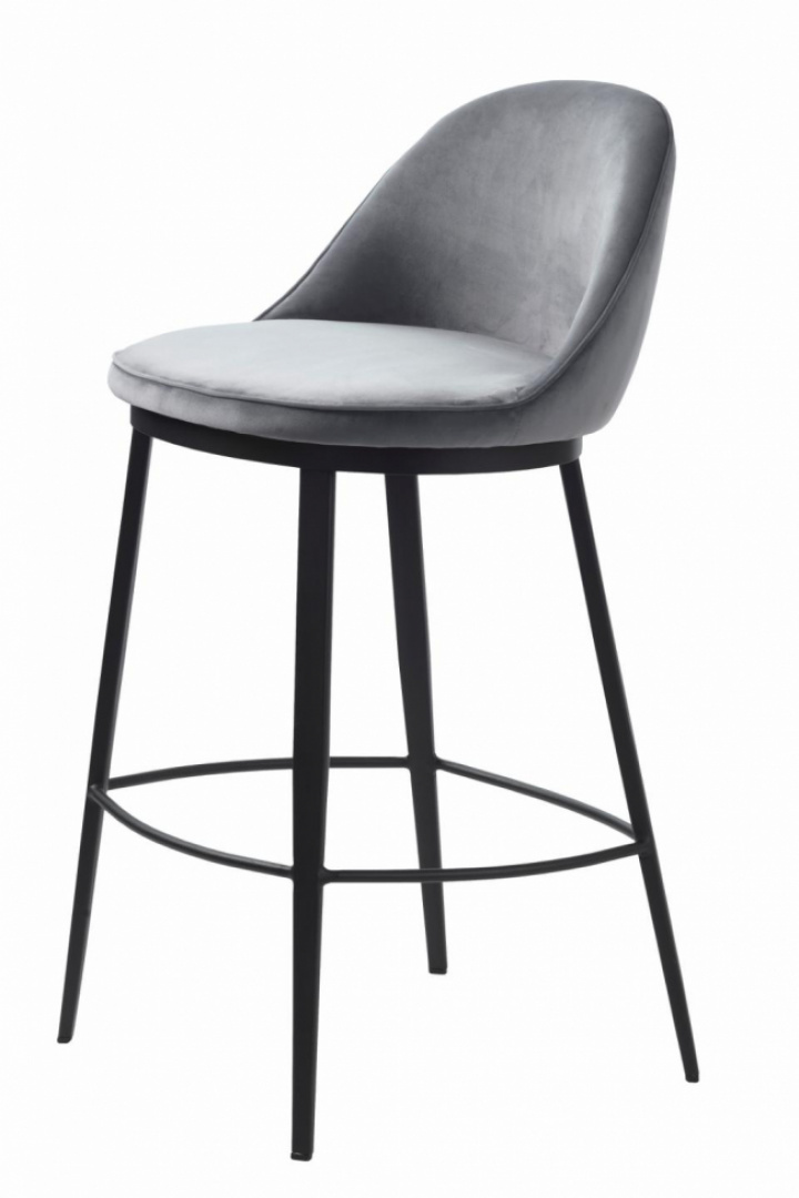 Baari tuoli \'Lyon\' - Harmaa sametti ryhmässä Huonekalut / Istumakalusteet / Baari-tuolit @ Reforma (41270012)