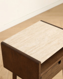 Sivupöytä \'Sapri\' 45x60cm - Pähkinä/Travertiini
