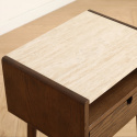 Sivupöytä \'Sapri\' 45x60cm - Pähkinä/Travertiini