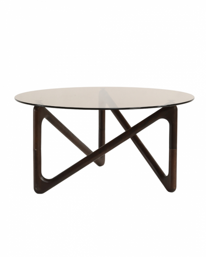 Sohvapöytä \'Modica\' Ø80 – Pähkinä/Lasi ryhmässä Huonekalut / Pöydät / Pöytä @ Reforma (717AB-walnut)