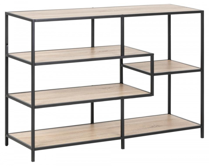 Kirjahylly \'Seaford\' 114x78cm - Hiekka/Musta ryhmässä Huonekalut / Hyllyt & säilytys / Kirjahyllyt @ Reforma (77182)