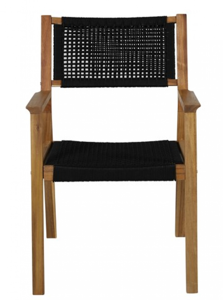 Ruokatuoli \'Lindby\' - Musta/Luonto ryhmässä Huonekalut / Ulkokalusteet / Puutarhatuolit @ Reforma (9605-076)