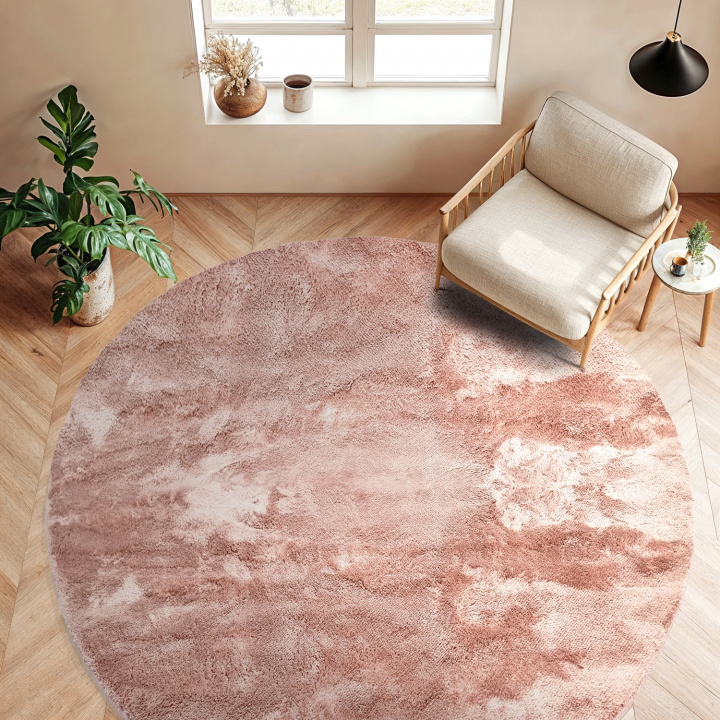 Pyöreä matto \'Aranga Super Soft Fur\' - Vaaleanpunainen ryhmässä Matot / Matot @ Reforma (H100138)