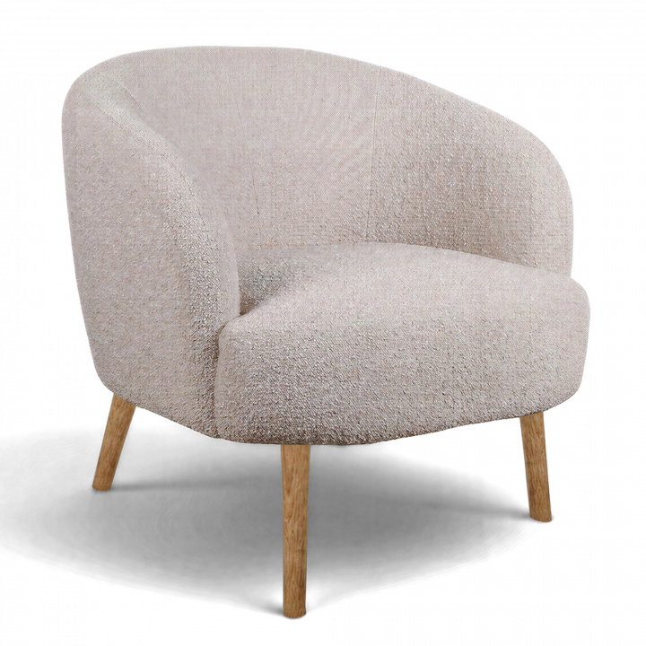 Tuoli \'Capri\' puujalat - Beige/Boucl&eacute; ryhmässä Huonekalut / Istumakalusteet / Nojatuolit @ Reforma (T8049-boucle-beige)