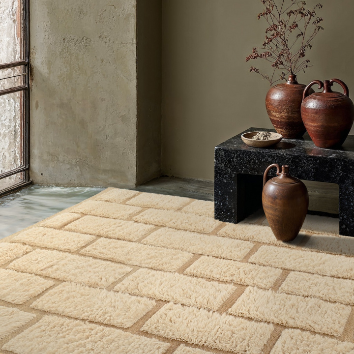Ryijymatto \'Leknes Handwoven Wool\' - beige ryhmässä Matot / Matot @ Reforma (V10010)