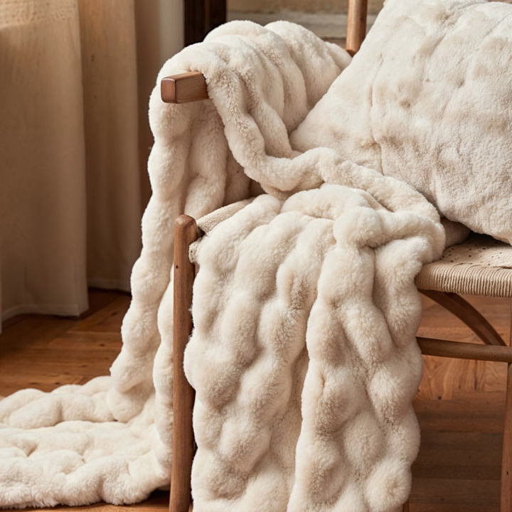 Huopa \'Aranga Bubble Throw\' 130x170cm - Beige ryhmässä Sisustus / Kankaat / Peitot & huovat @ Reforma (V10201578)