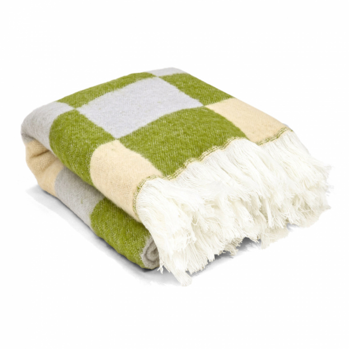 Ruutu \'Audrey Check\' 130x170cm - Beige/vihreä/violetti ryhmässä Sisustus / Kankaat / Peitot & huovat @ Reforma (V10201736)