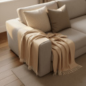 Puuvillapeitto \'Denisa Fishbone\' 130x170cm - Beige/valkoinen