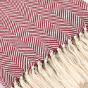Puuvillapeitto \'Denisa Fishbone\' 130x170cm - Punainen/valkoinen