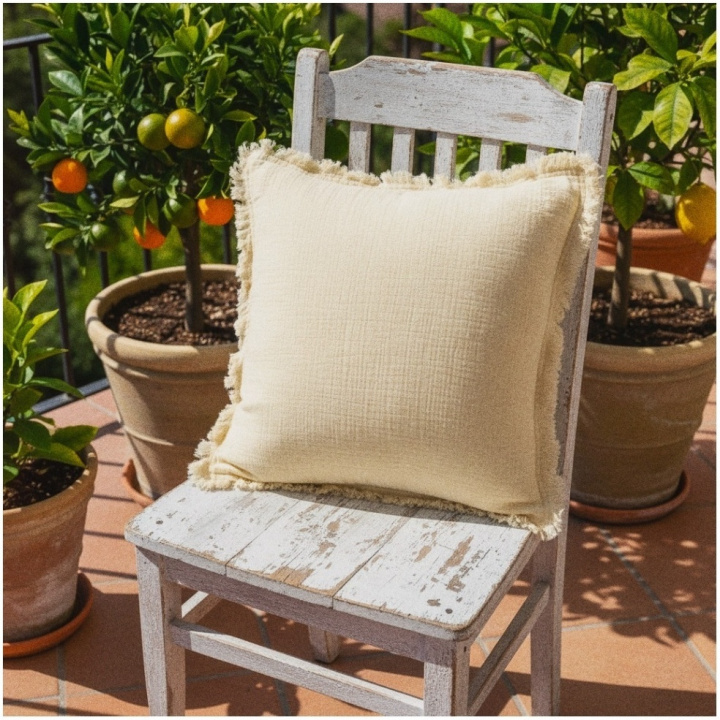 Tyynynpäällinen \'Dorena\' 45x45cm - Valkoinen ryhmässä Sisustus / Kankaat / Tyynynpäälliset @ Reforma (V10201750)