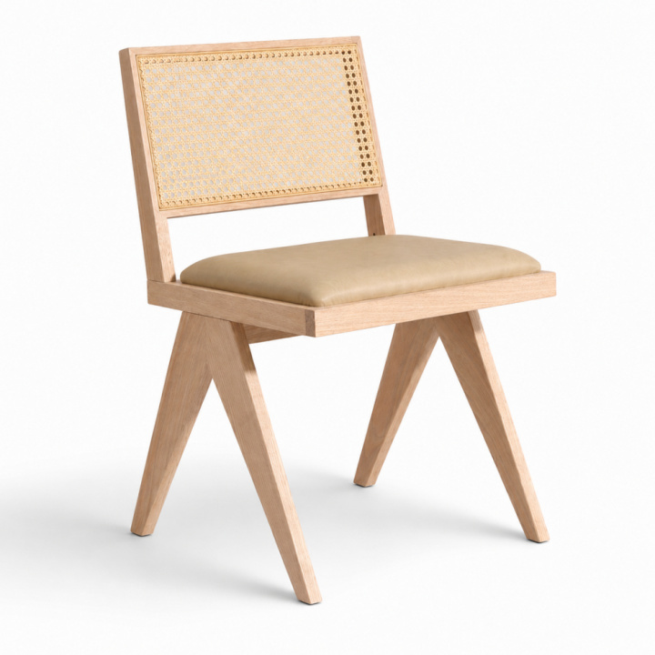 Tuoli \'Jean\' - Valkopigmentoitu tammi/Beige ryhmässä Huonekalut / Istumakalusteet / Tuolit @ Reforma (WS-RT03-white-pigmented)