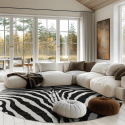 Pyöreä matto \'Zebra\' 160cm - Musta/Valkoinen