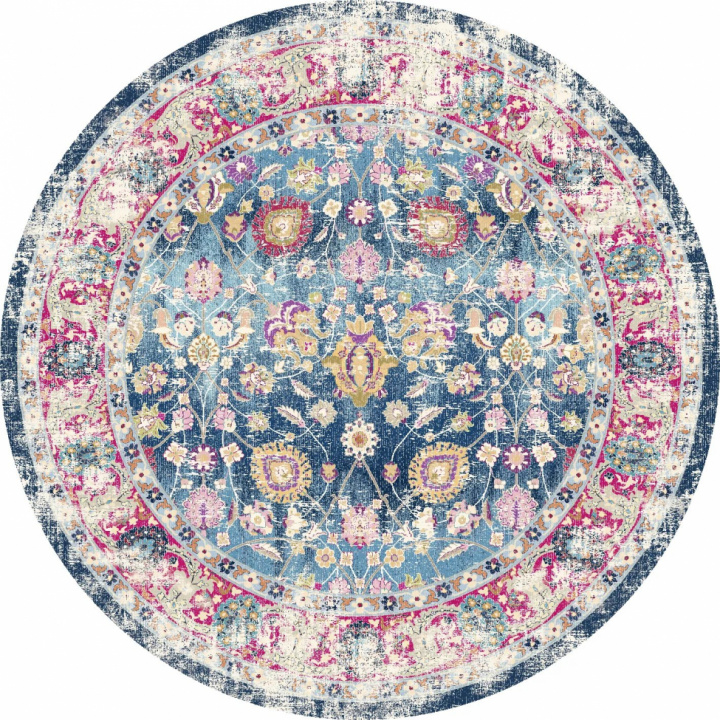 Pyöreä matto \'Bouhjar\' 200cm - Sininen/Rosa/Multi ryhmässä Sisustus / Matot / Kudotut matot @ Reforma (X10116938)